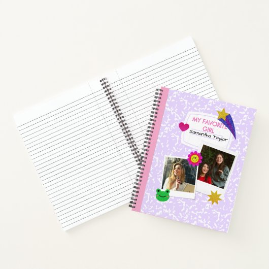 Aangepaste 2 foto's Collage Notitieboek met Script (Binnen)