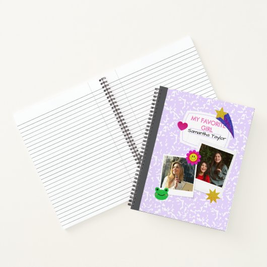 Aangepaste 2 foto's Collage Notitieboek met Script (Binnen)