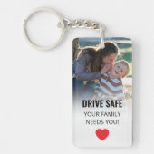 Aangepaste 2 foto's en bericht Drive safe Sleutelhanger (Voorkant)