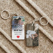 Aangepaste 2 foto's en bericht Drive safe Sleutelhanger