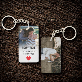 Aangepaste 2 foto's en bericht Drive safe Sleutelhanger