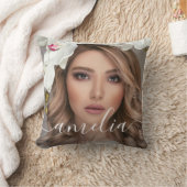 Aangepaste 2 foto's en naam tekst script typografi kussen (Deken)