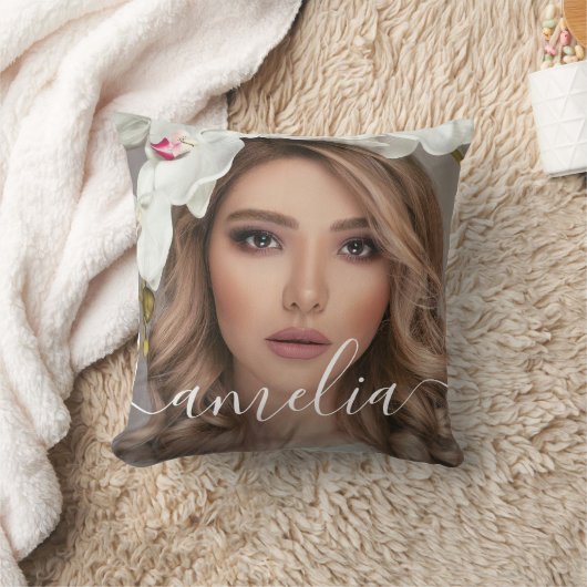 Aangepaste 2 foto's en naam tekst script typografi kussen (Deken)