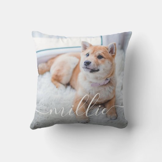 Aangepaste 2 foto's en naam tekst script typografi kussen (Achterkant)