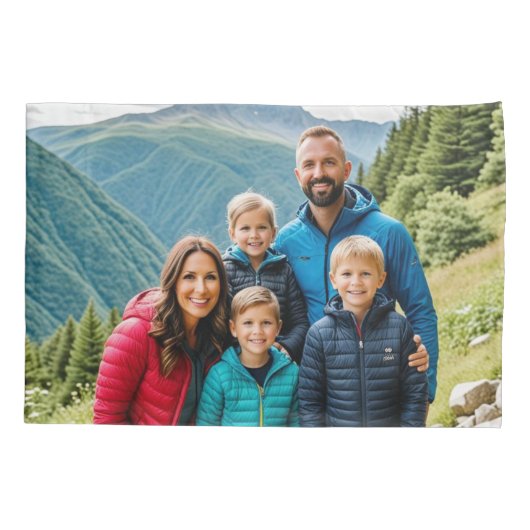 Aangepaste 2 foto's Familie Kussensloop (Achterkant)