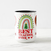 Aangepaste 2 foto's Kerstcadeau Beste leraar ooit Mok (Midden)