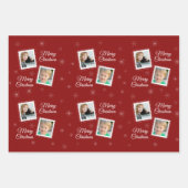 Aangepaste 2 Foto's Kerstontwerp op Rood Inpakpapier Vel (Voorkant 2)