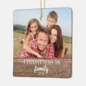 Aangepaste 2-foto's met een moderne, rustige kerst keramisch ornament (Links)