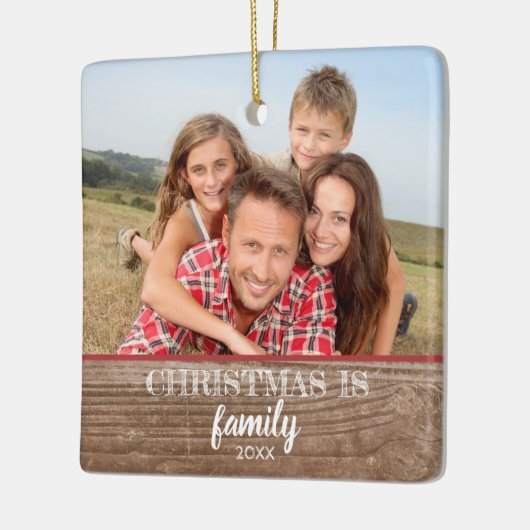 Aangepaste 2-foto's met een moderne, rustige kerst keramisch ornament (Links)