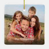 Aangepaste 2-foto's met een moderne, rustige kerst keramisch ornament (Achterkant)