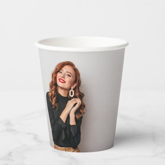 Aangepaste 2 Foto's Party Selfie Afbeelding Fotogr Papieren Bekers (Voorkant)