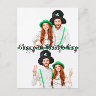 Aangepaste 2-foto's St Patrick's Day Shamrock Iris Briefkaart