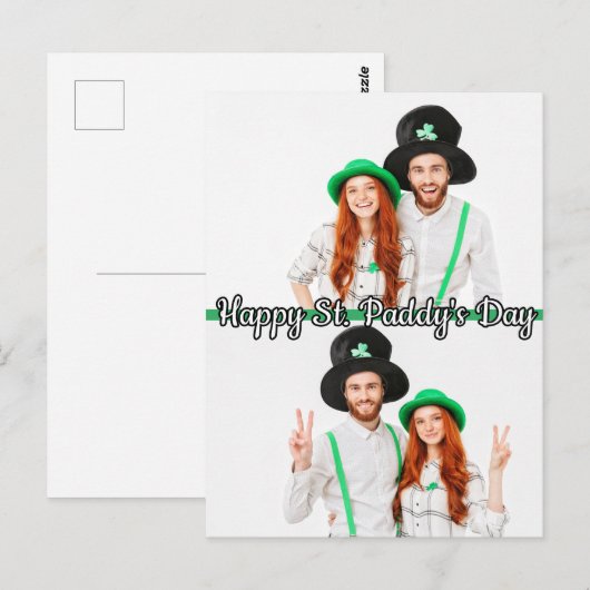 Aangepaste 2-foto's St Patrick's Day Shamrock Iris Briefkaart (Voorkant / Achterkant)