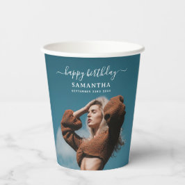 Aangepaste 2 foto's Verjaardagsfeest Selfie Afbeel Papieren Bekers