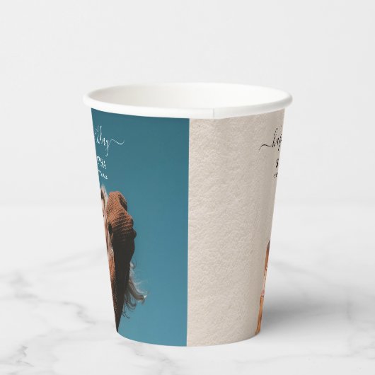 Aangepaste 2 foto's Verjaardagsfeest Selfie Afbeel Papieren Bekers (Rechts)