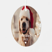 Aangepaste 2 huisdier foto & Monogram naam Metalen Ornament (Voorkant links)