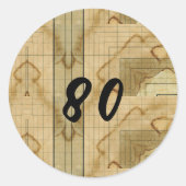 Aangepaste 2 lettercijfers koffie gekleurde collag ronde sticker (Voorkant)