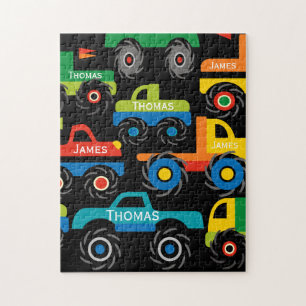 Aangepaste 2 Names Monster Trucks Giften for Boys Legpuzzel