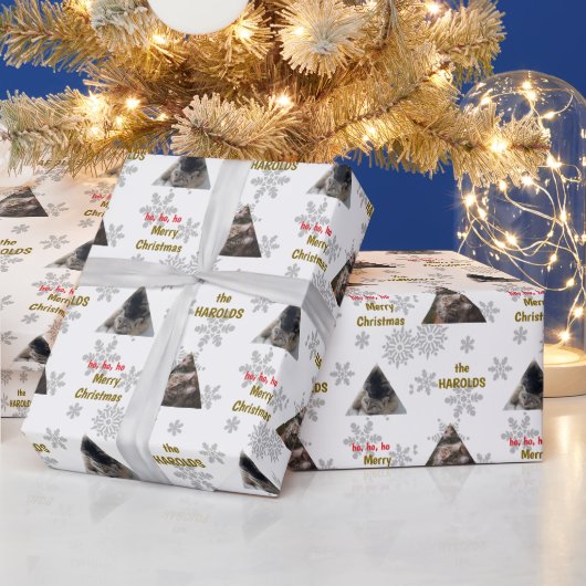 Aangepaste 2 Pet Foto Feestelijke Kerstmis Sneeuwv Cadeaupapier (Feestdagen)