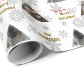 Aangepaste 2 Pet Foto Feestelijke Kerstmis Sneeuwv Cadeaupapier (Rol Hoek)