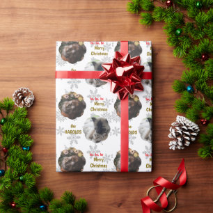 Aangepaste 2 Pet Foto Feestelijke Kerstmis Sneeuwv Cadeaupapier