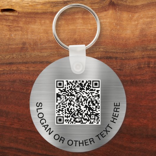 Aangepaste 2 QR-codes promotioneel zilver Sleutelhanger (Achterkant)