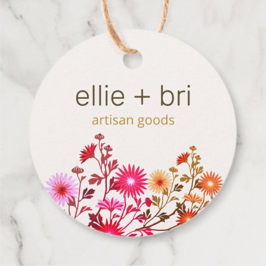 Aangepaste 2" Ronde Wildbloemen Boho Hang Label (Achterkant)