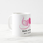 Aangepaste 2 trouwdatum harten koffiemok (Voorkant links)