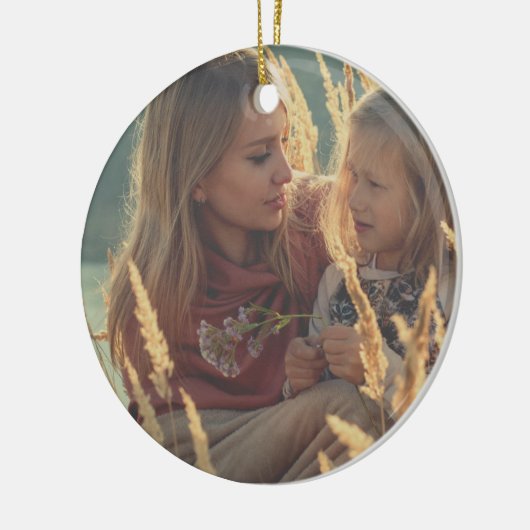 aangepaste 2-zijdige familiefoto op maat gesneden keramisch ornament (Links)