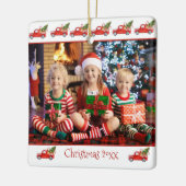 Aangepaste 2-zijdige kinderen Foto Rode Vrachtwage Keramisch Ornament (Links)