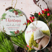 Aangepaste 2-zijdige Rustic Baby's eerste kerstfot Keramisch Ornament