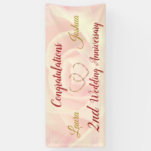 Aangepaste 2e bruiloft Jubileum-banner Spandoek (Verticaal)