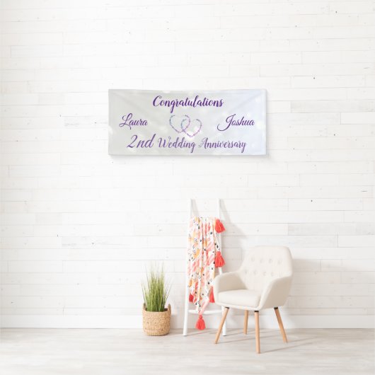 Aangepaste 2e bruiloft Jubileum-banner Spandoek (Insitu)