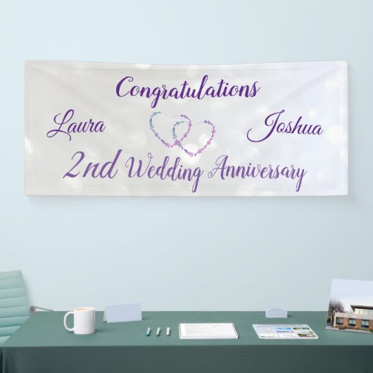 Aangepaste 2e bruiloft Jubileum-banner Spandoek (Beurs)