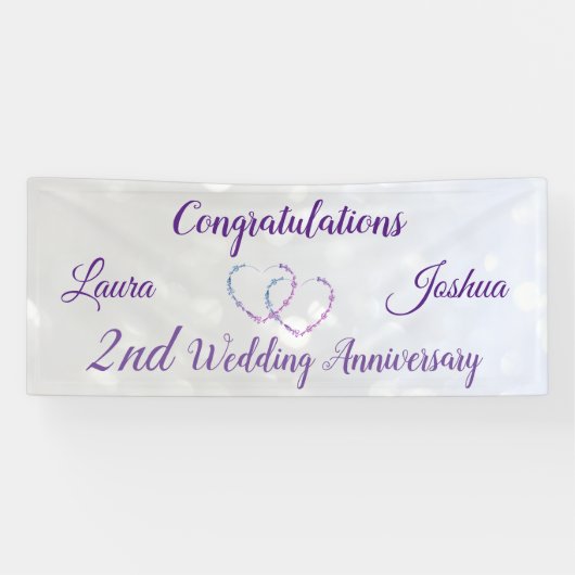 Aangepaste 2e bruiloft Jubileum-banner Spandoek (Horizontaal)