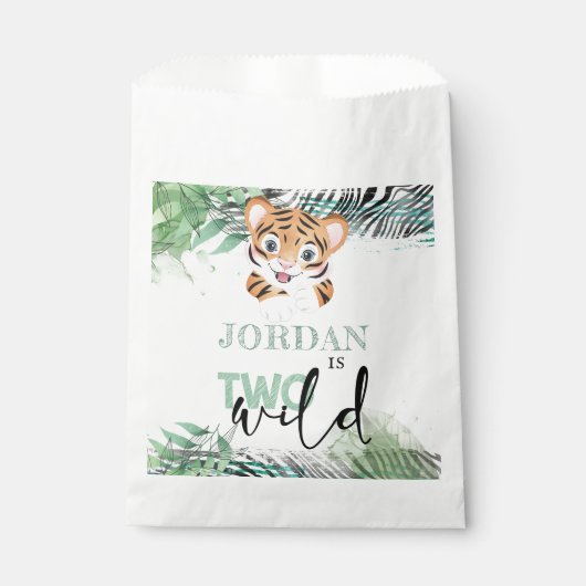 Aangepaste 2e verjaardag Lion Oerwoud Favor Bag Bedankzakje (Voorkant)