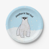 Aangepaste 2e Verjaardag TWEE Cool Schattige Polar Papieren Bordje (Voorkant)