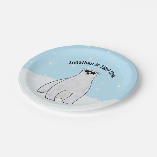 Aangepaste 2e Verjaardag TWEE Cool Schattige Polar Papieren Bordje (Gekanteld)