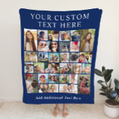 Aangepaste 30 foto collage blauw fleece deken