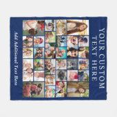 Aangepaste 30 foto collage blauw fleece deken (Voorkant (Horizontaal))