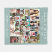 Aangepaste 30 Foto Collage Sage Groen Fleece Deken (Voorkant (Horizontaal))