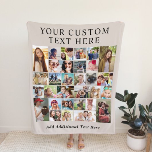 Aangepaste 30 foto collage Taupe Fleece Deken