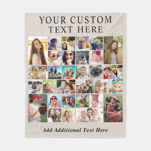 Aangepaste 30 foto collage Taupe Fleece Deken (Voorkant)