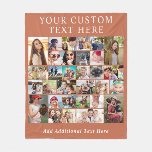 Aangepaste 30 foto collage Terracotta Fleece Deken (Voorkant)