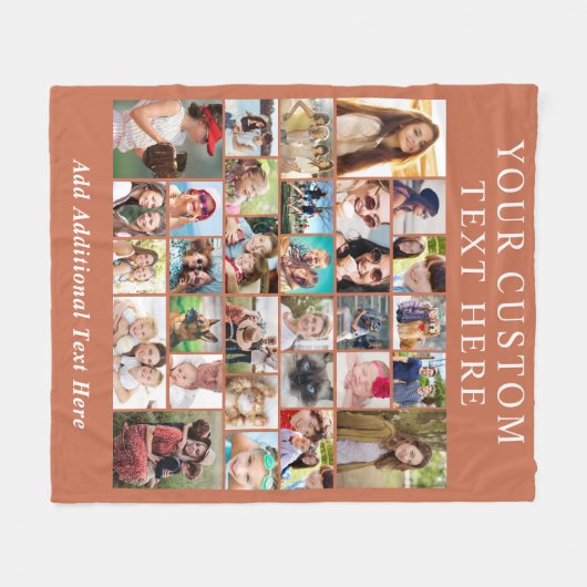 Aangepaste 30 foto collage Terracotta Fleece Deken (Voorkant (Horizontaal))
