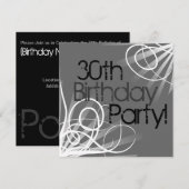 Aangepaste 30e Charcoal Swirl-uitnodigingen voor/a Kaart (Voorkant / Achterkant)