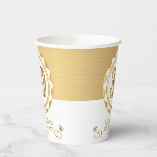 Aangepaste 30e Gouden Jubileum of Verjaardag, enz. Papieren Bekers (Links)
