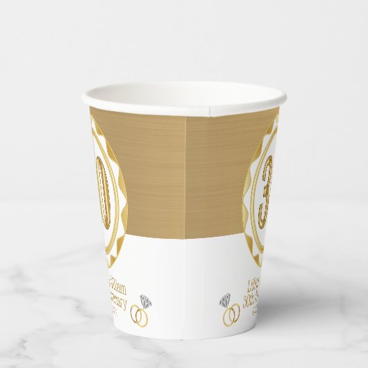 Aangepaste 30e Gouden Jubileum of Verjaardag, enz. Papieren Bekers (Rechts)