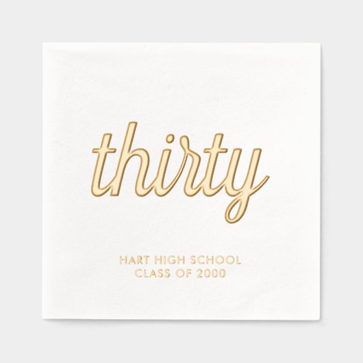 Aangepaste 30e reünie moderne gouden folie servett folie servetten (Voorkant)