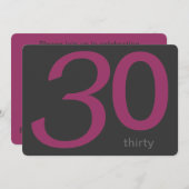 Aangepaste 30e verjaardag op houtskool en plum kaart (Voorkant / Achterkant)